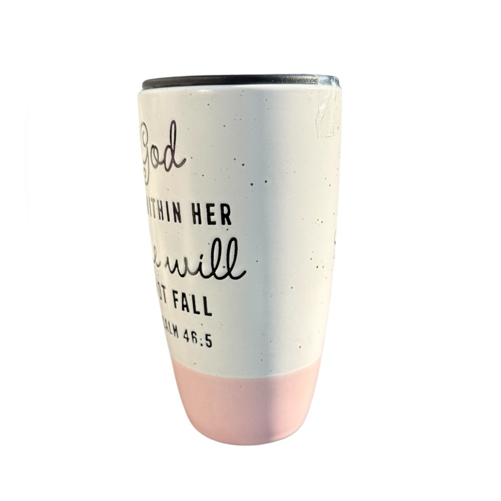 God is within her, she will not fall inspirational mug with topper NEW - Picture 3 of 6